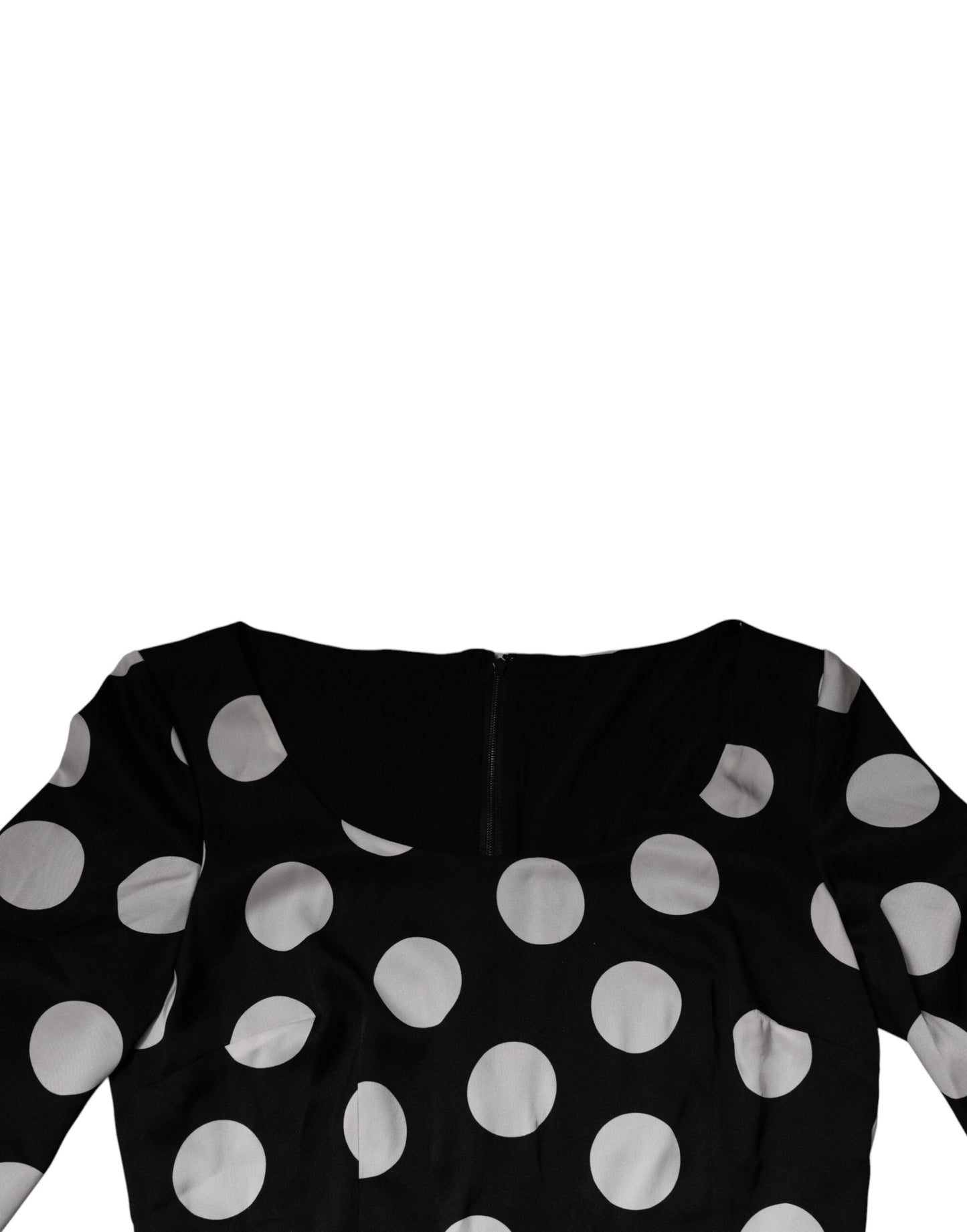 Dolce & Gabbana Black White Silk Polka Dots Sheath Midi Women's Dress (Pre-Owned)