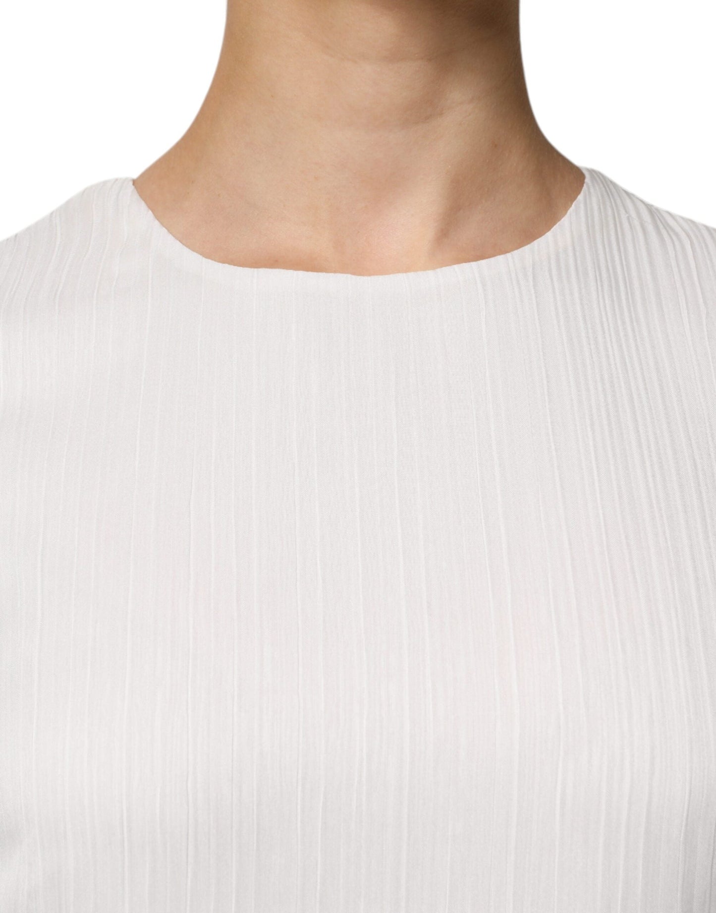 Peserico White Sleeveless Round Neck Shift Long Maxi Women's Dress