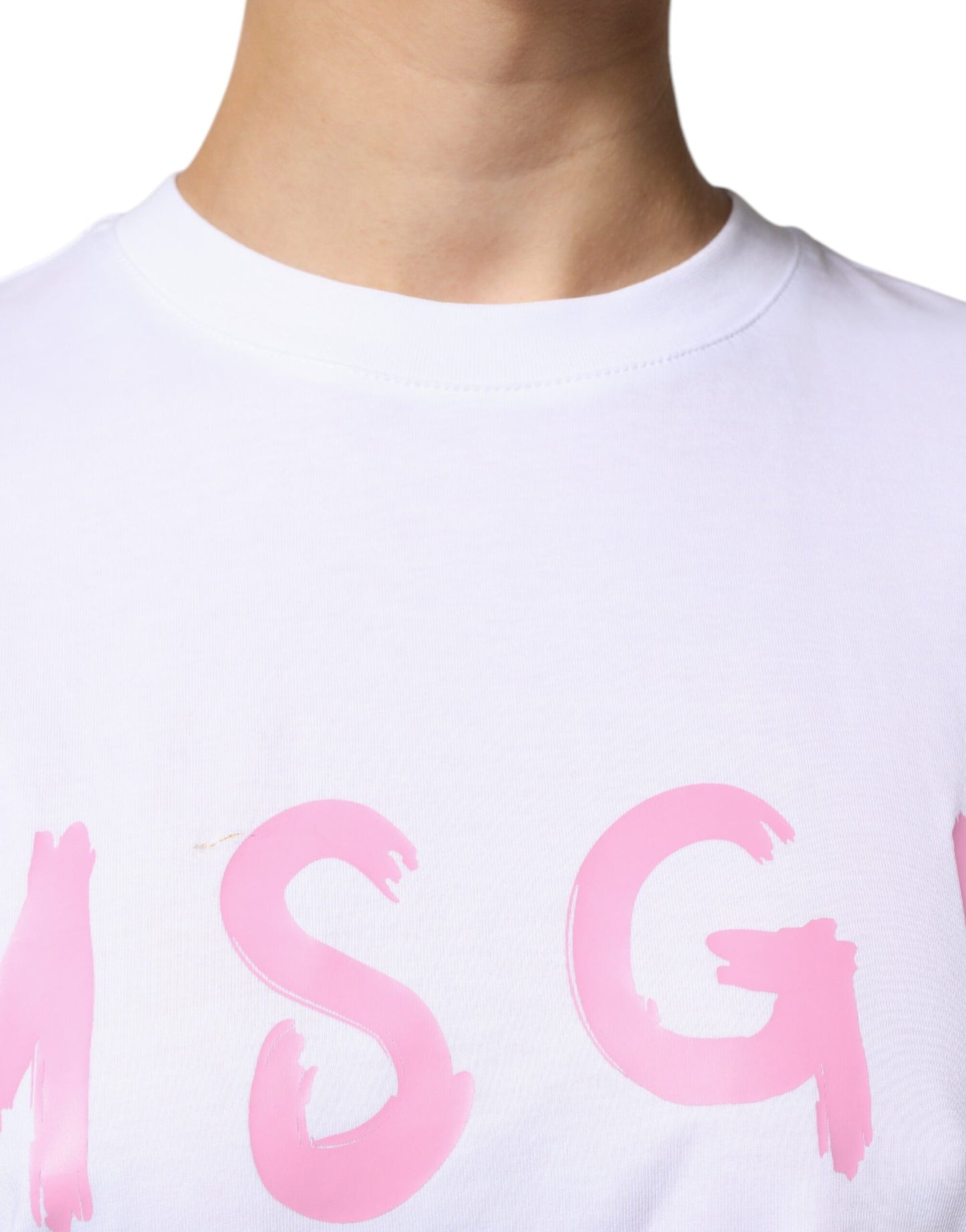 MSGM White Logo Print Cotton T-shirt Short Sleeves Mini Women's Dress (Pre-Owned)