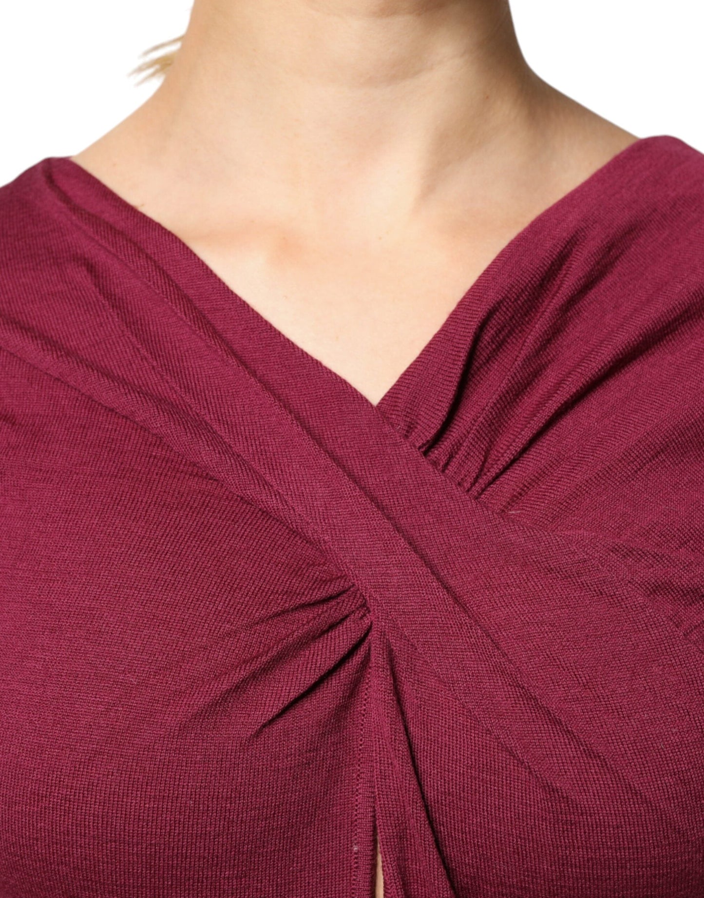 Roberto Cavalli Maroon Jumper Keyhole Knit Pullover Women's Sweater