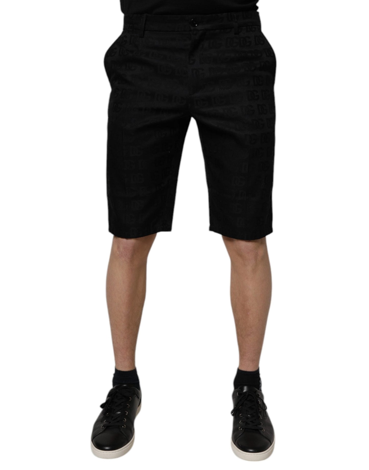 Dolce & Gabbana Black Cotton Casual Mid Waist Chino Men's Shorts