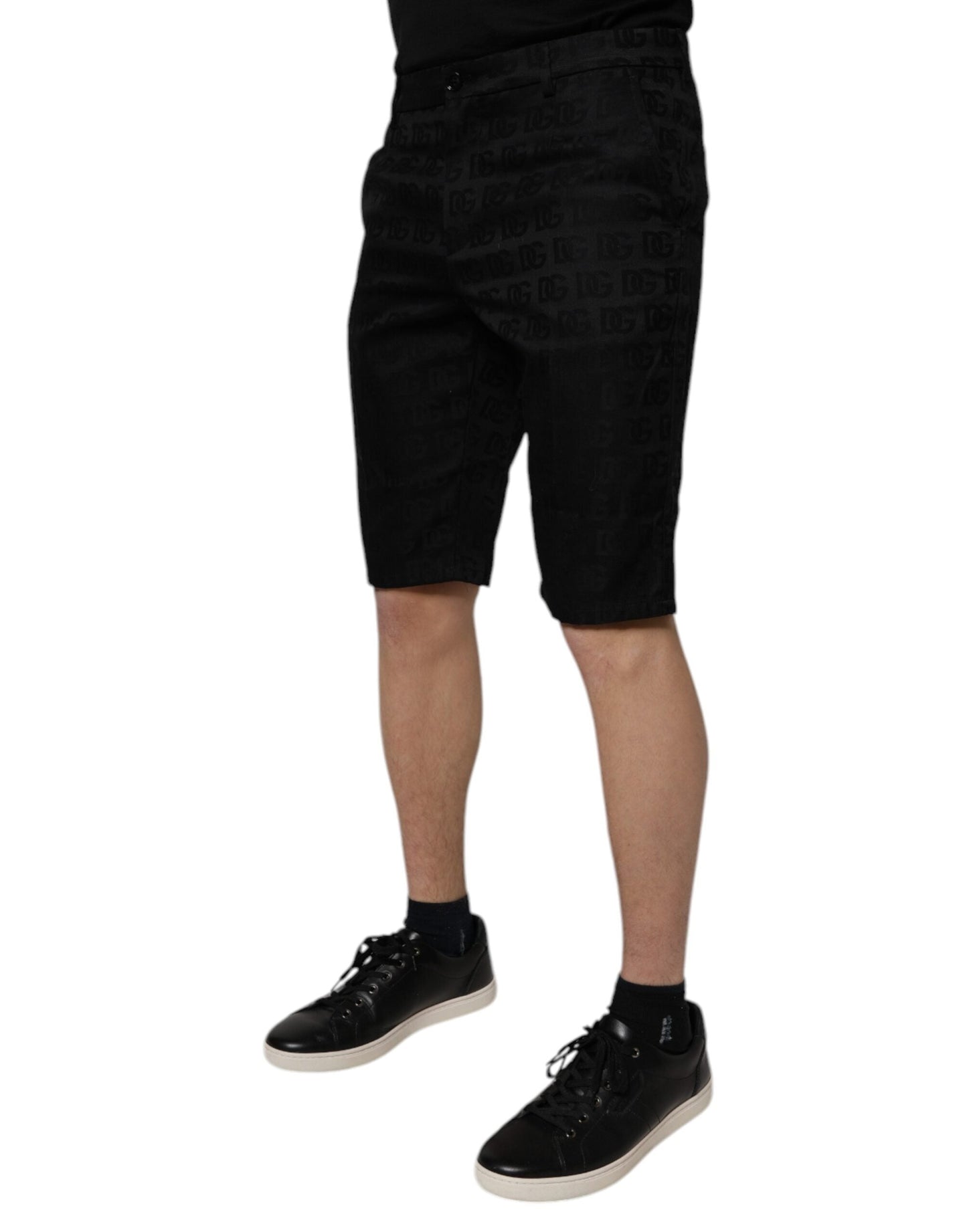 Dolce & Gabbana Black Cotton Casual Mid Waist Chino Men's Shorts