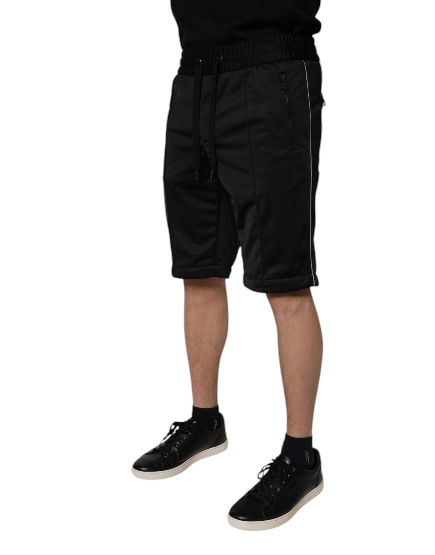 Dolce & Gabbana Black Polyester Mid Waist Men Bermuda Men's Shorts