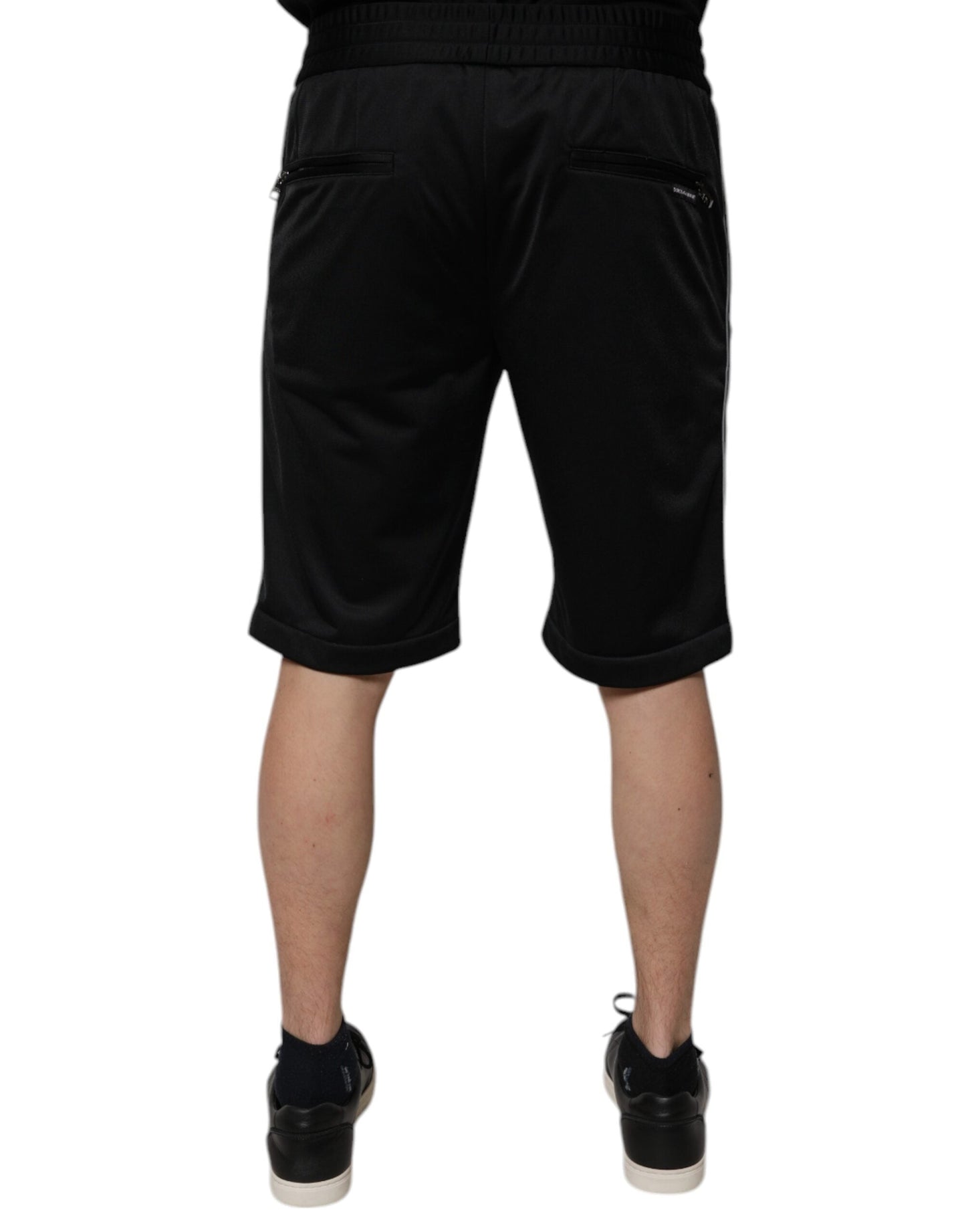 Dolce & Gabbana Black Polyester Mid Waist Men Bermuda Men's Shorts
