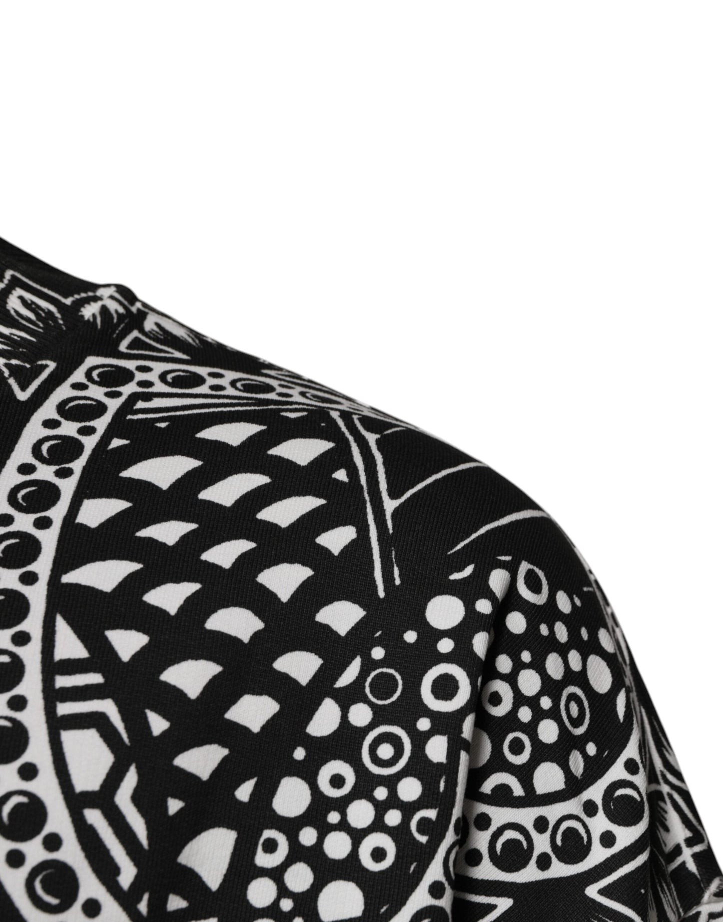 Dolce & Gabbana White Black Print Cotton Sweatshirt Men's Sweater (Pre-Owned)