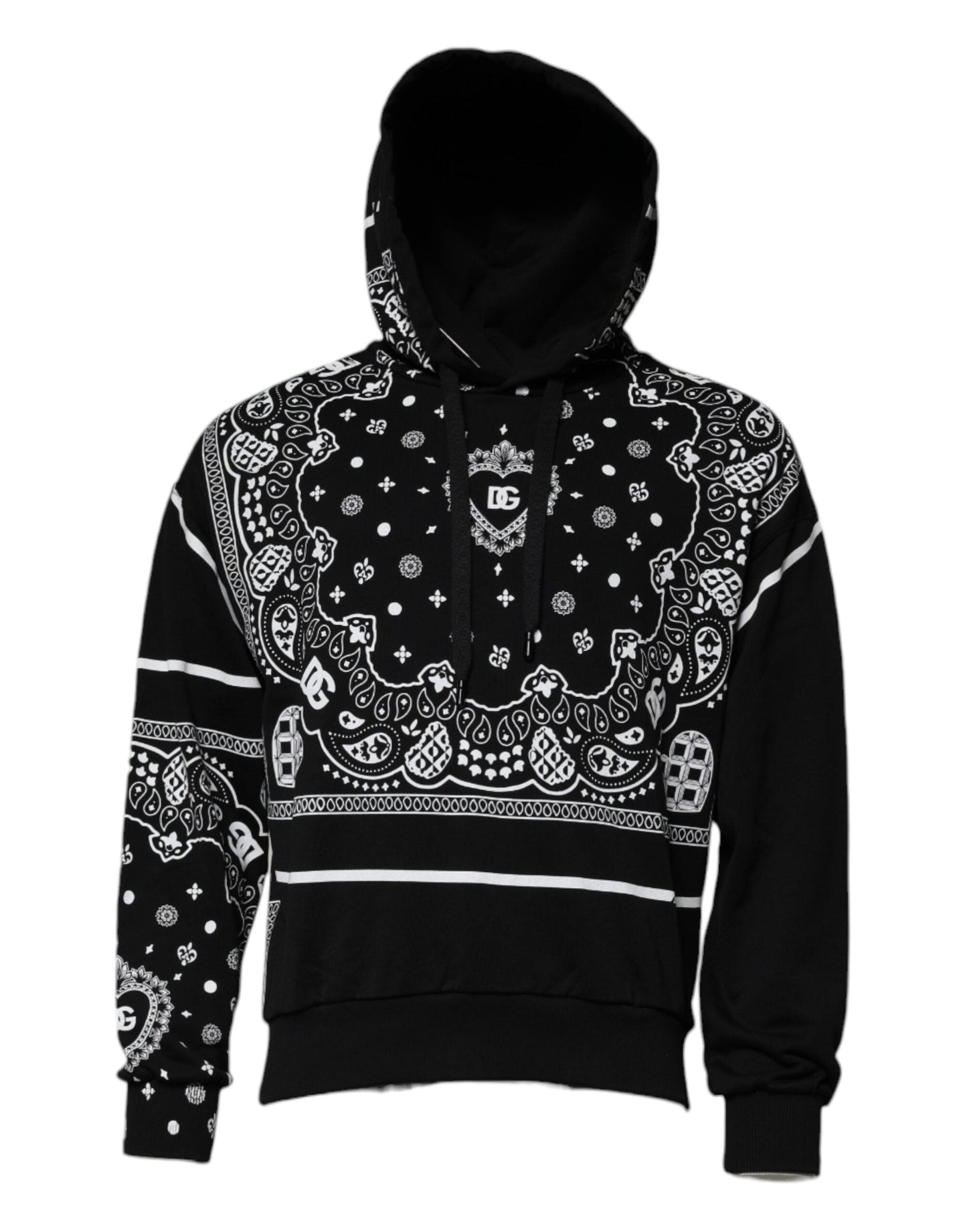 Dolce & Gabbana Black Bandana Hooded Men Sweatshirt Men's Sweater (Pre-Owned)