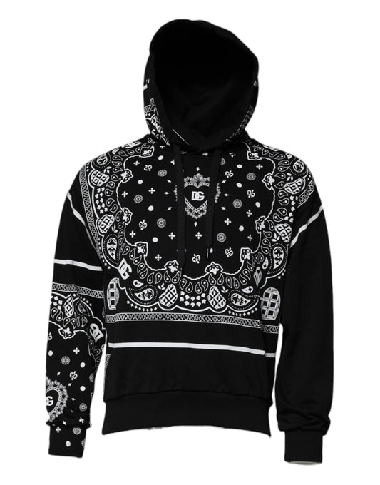 Dolce & Gabbana Black Bandana Hooded Men Sweatshirt Men's Sweater (Pre-Owned)