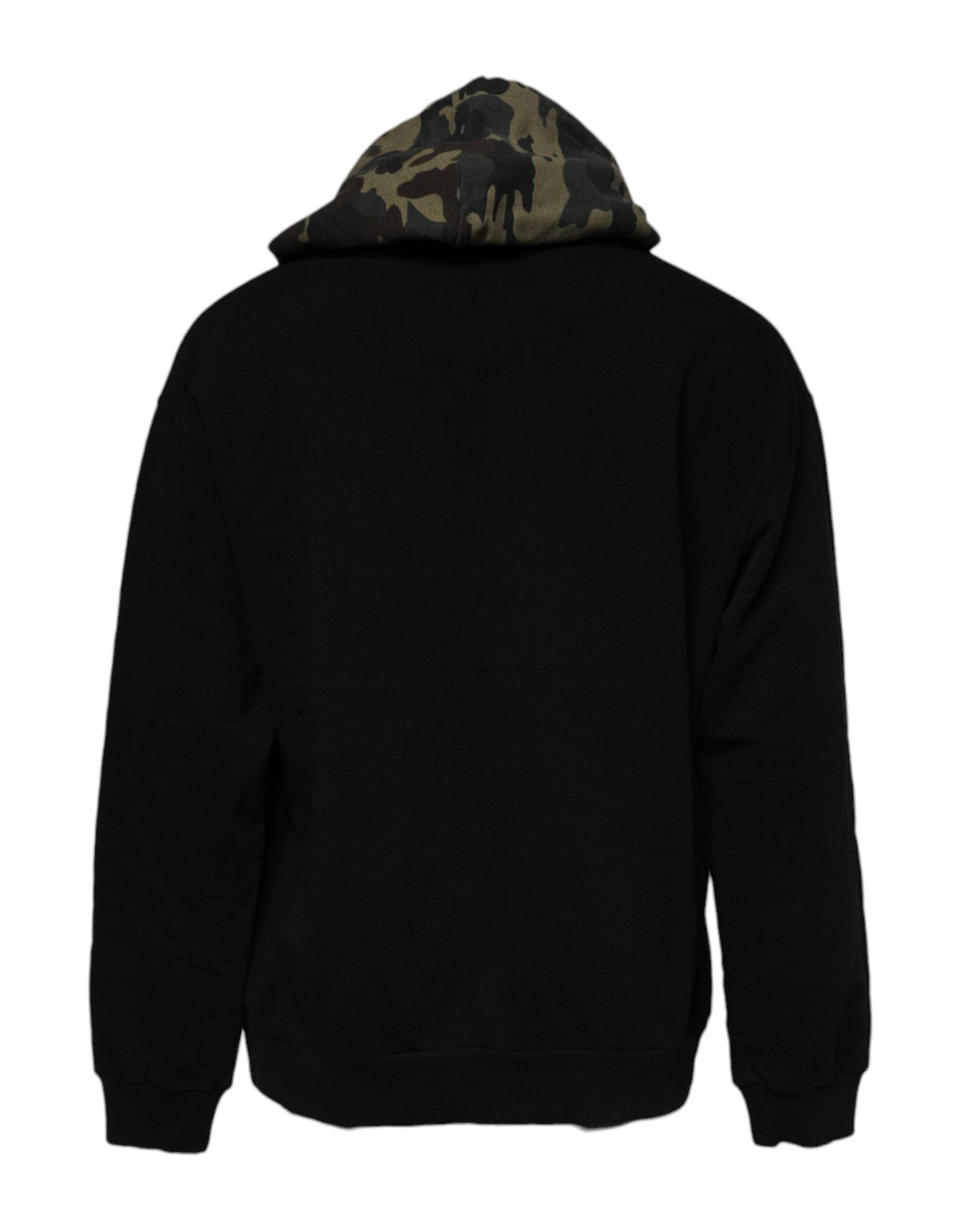 Dolce & Gabbana Black Camouflage Hooded Sweatshirt Men's Sweater