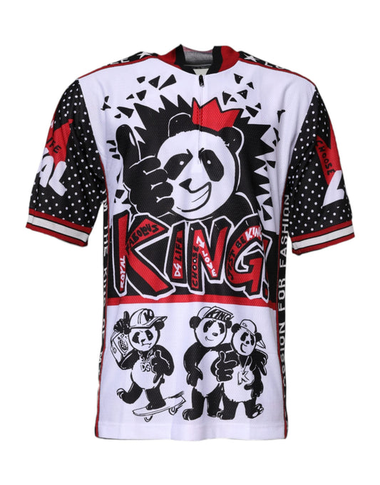 Dolce & Gabbana Multicolor King Panda Print Zipper Collar Men's T-shirt (Pre-Owned)