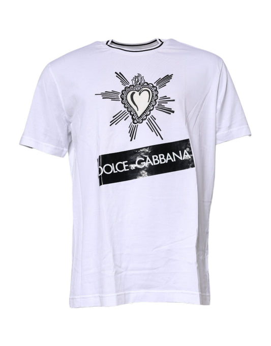 Dolce & Gabbana White Sacred Heart Short Sleeve Men's T-shirt