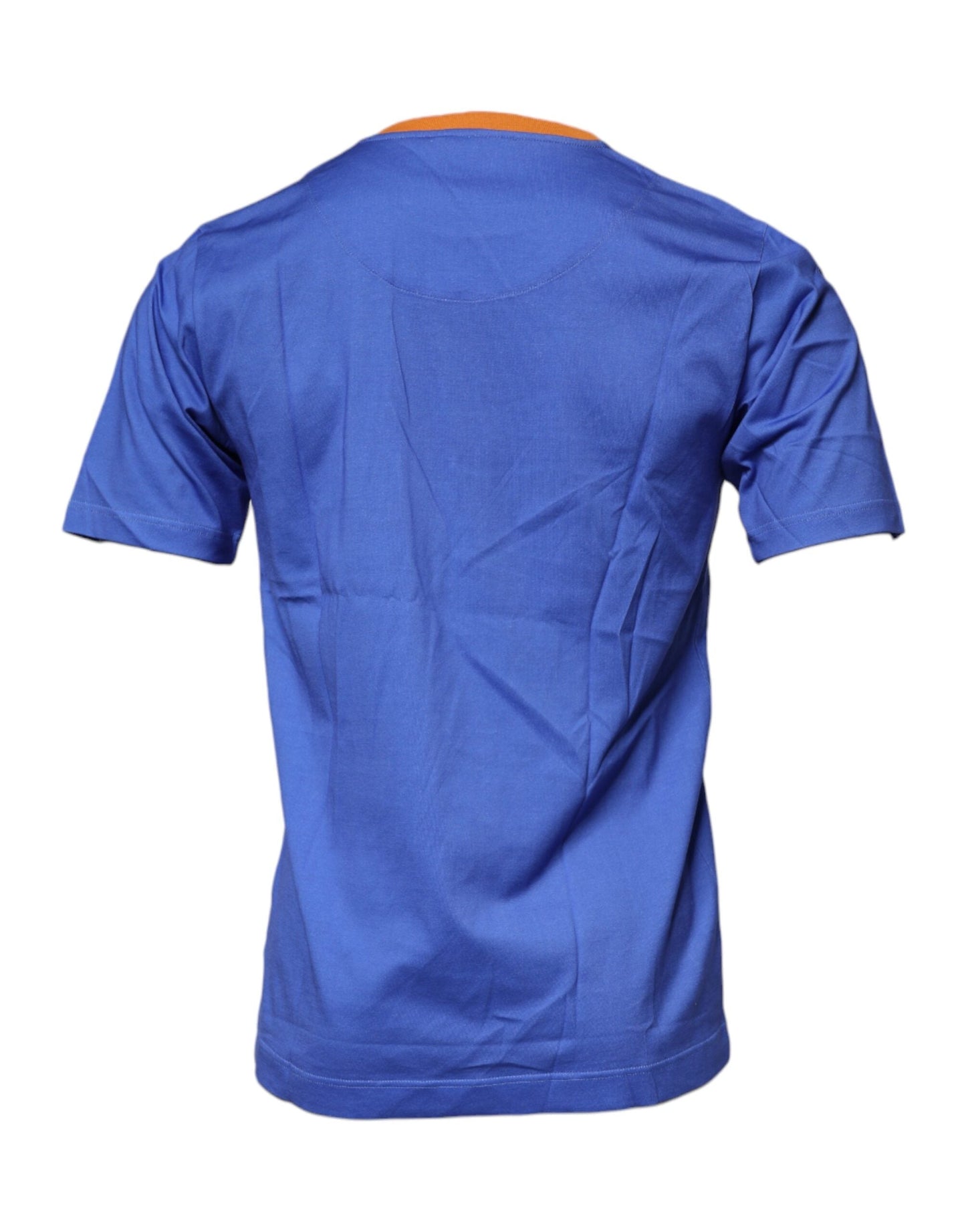 Dolce & Gabbana Blue Graphic Print Cotton Crew Neck Men's T-shirt