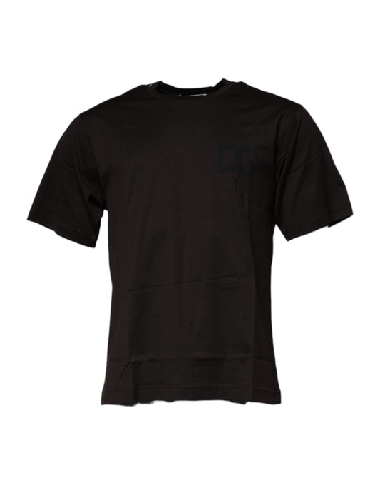 Dolce & Gabbana Dark Brown Logo Cotton Crew Neck Men's T-shirt