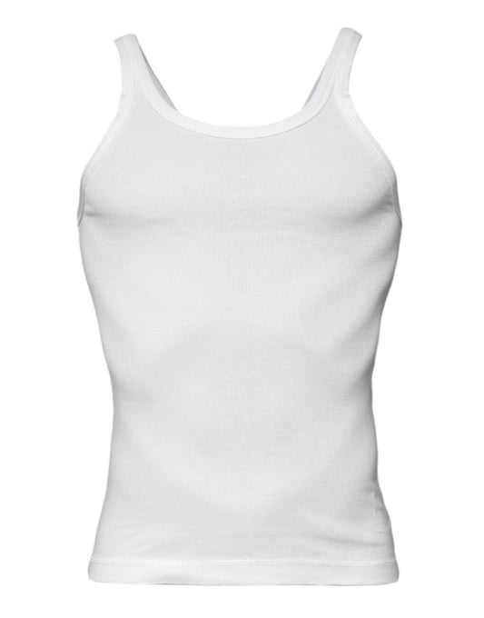 Dolce & Gabbana Ivory Cotton Sleeveless Round Neck Tank Men's T-shirt
