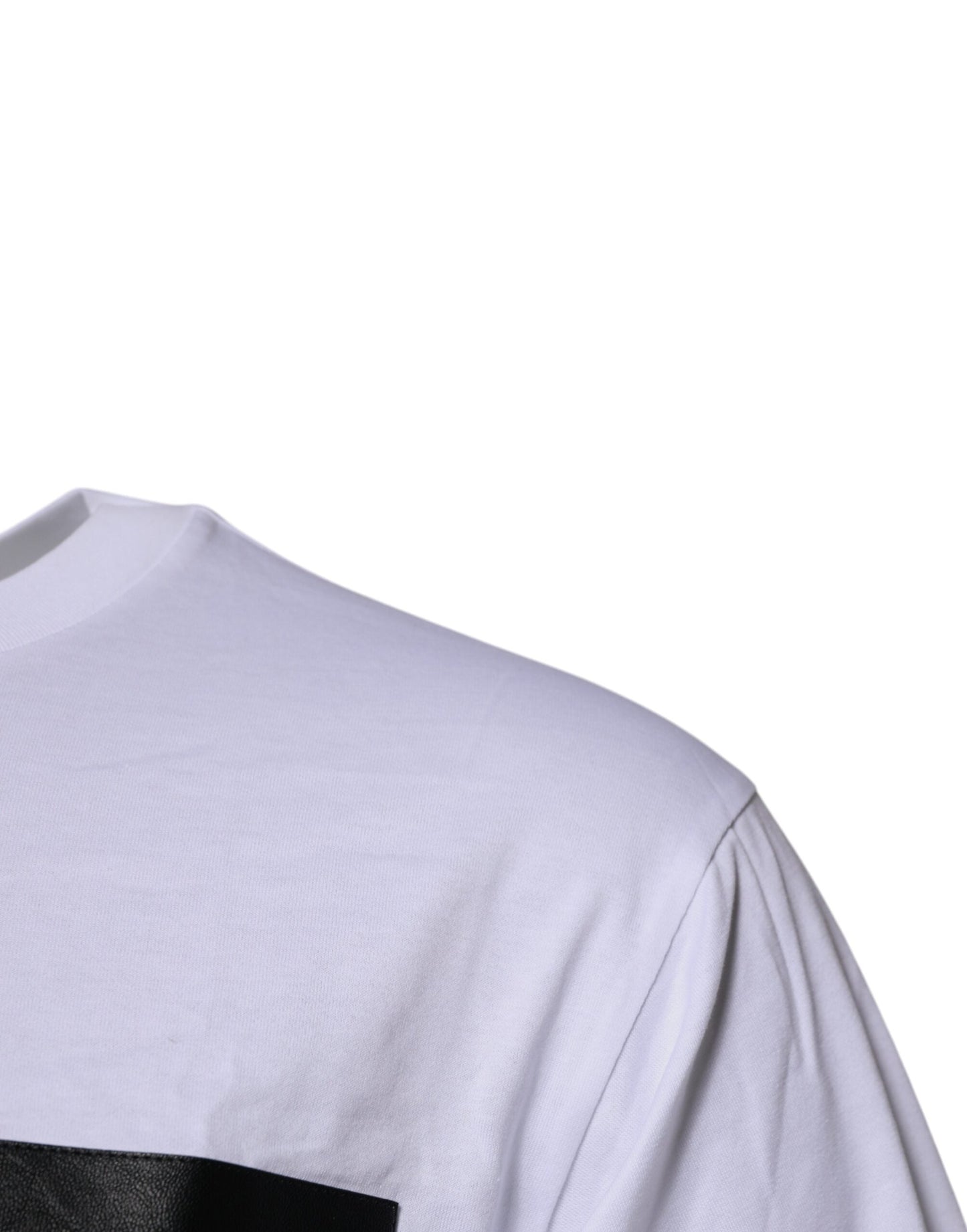 Dolce & Gabbana White Logo Patch Cotton Crew Neck Men's T-shirt