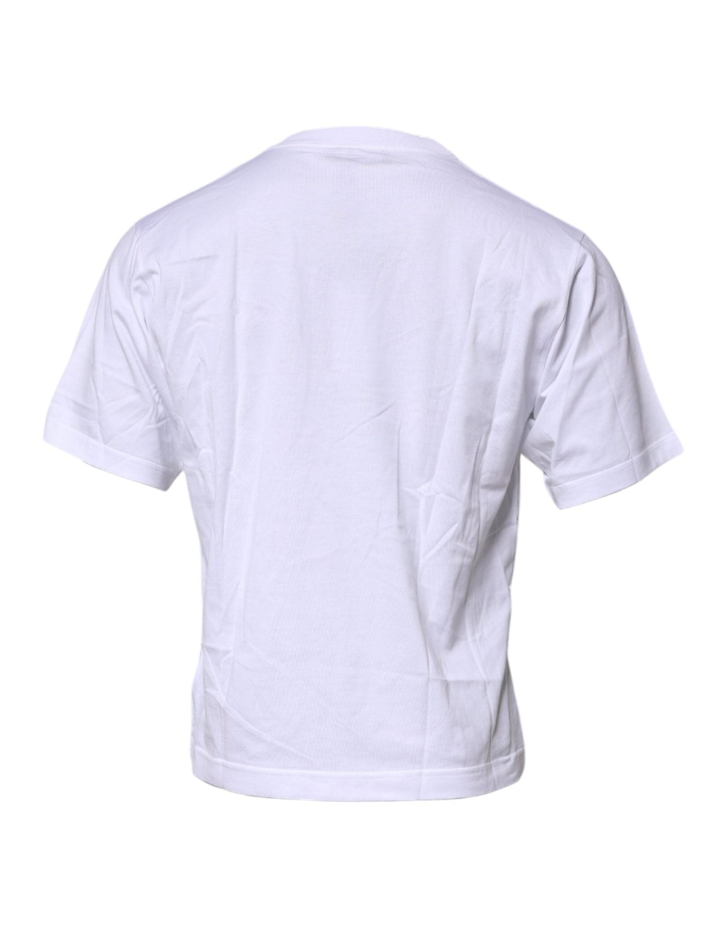 Dolce & Gabbana White Logo Patch Cotton Crew Neck Men's T-shirt