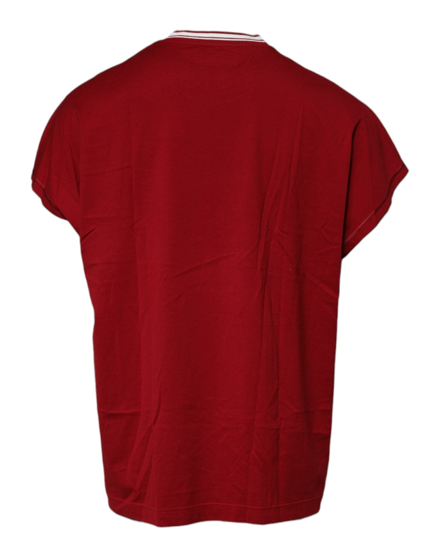 Dolce & Gabbana Red Logo Crown Cotton Crew Neck Men's T-shirt