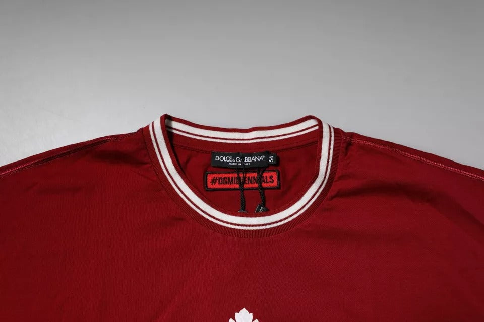 Dolce & Gabbana Red Logo Crown Cotton Crew Neck Men's T-shirt