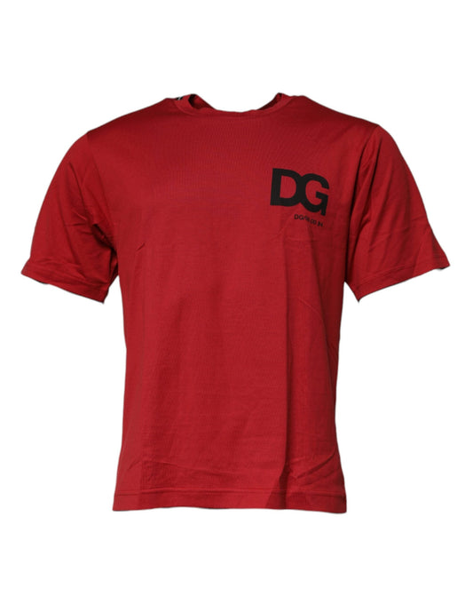 Dolce & Gabbana Red DG Logo Cotton Crew Neck Men's T-shirt