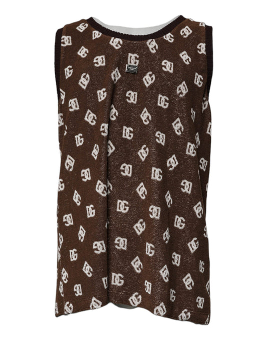Dolce & Gabbana Brown Logo Monogram Cotton Crew Neck Men's T-shirt