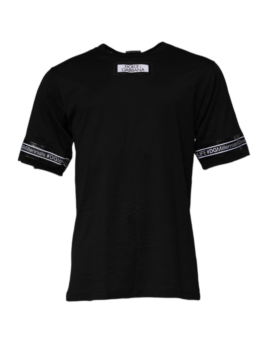 Dolce & Gabbana Black #DGMILLENNIALS Cotton Crew Neck Men's T-shirt