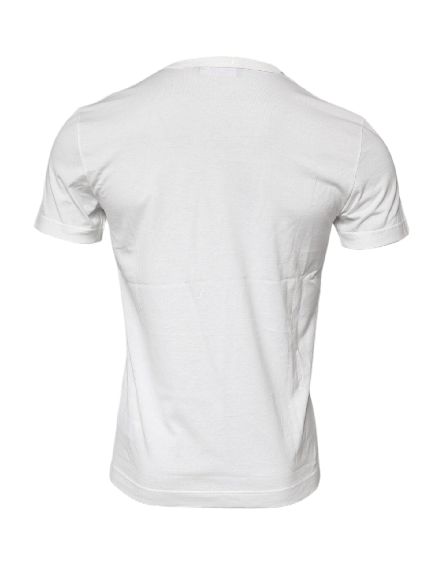 Dolce & Gabbana White Cotton Logo Floral Crew Neck Men's T-shirt (Pre-Owned)