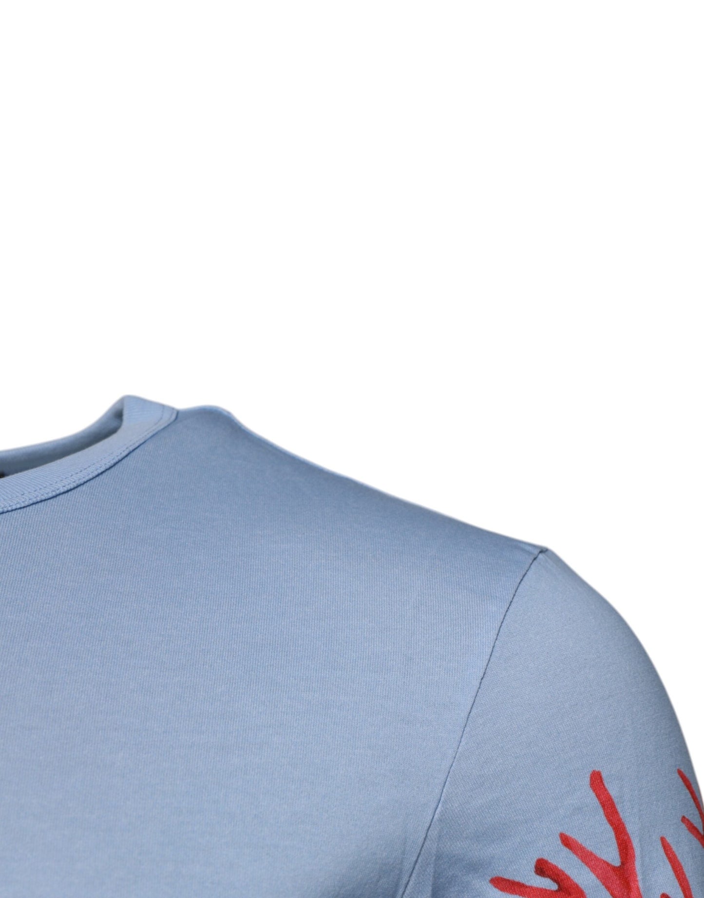 Dolce & Gabbana Light Blue Coral Cotton Men Crew Neck Men's T-shirt (Pre-Owned)