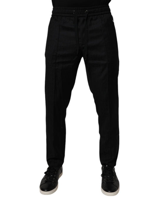 Dolce & Gabbana Black Wool Jogger Jogging Men's Pants