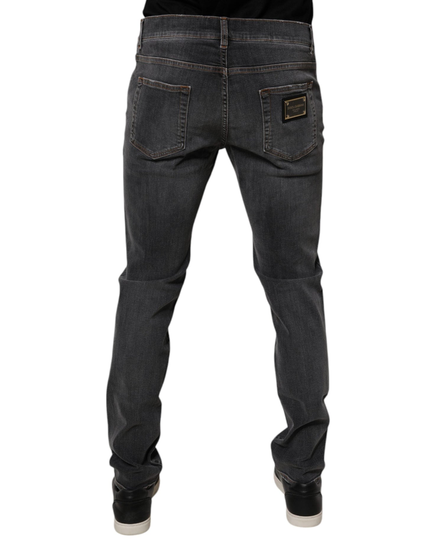 Dolce & Gabbana Dark Gray Washed Cotton Slim Fit Denim Men's Jeans