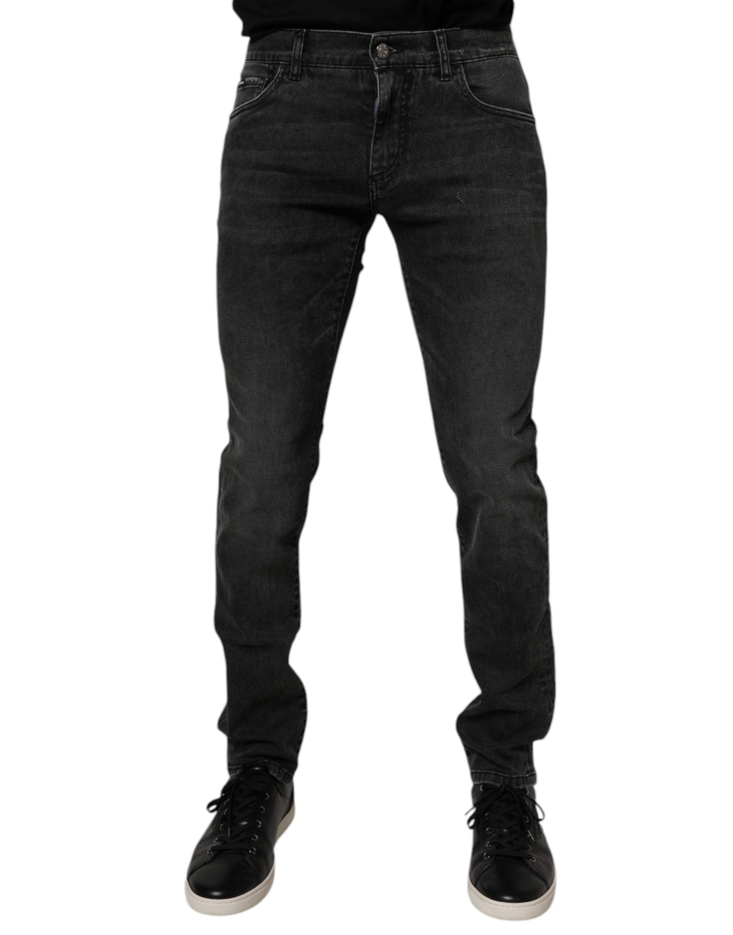 Dolce & Gabbana Black Cotton Stretch Skinny Men Denim Men's Jeans