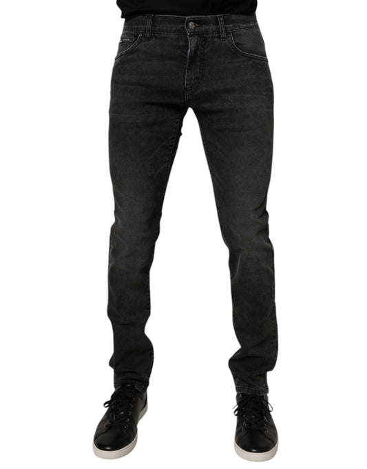 Dolce & Gabbana Black Cotton Stretch Skinny Men Denim Men's Jeans