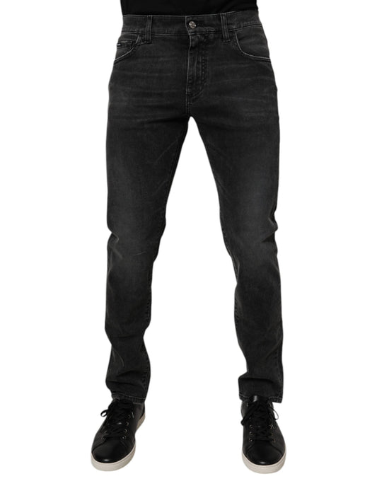 Dolce & Gabbana Black Cotton Stretch Skinny Men Denim Men's Jeans