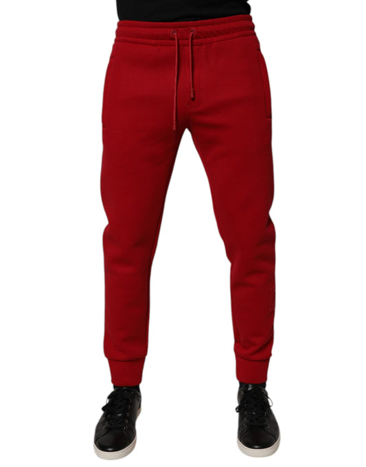 Dolce & Gabbana Red Cotton Jogger Jogging Men's Pants
