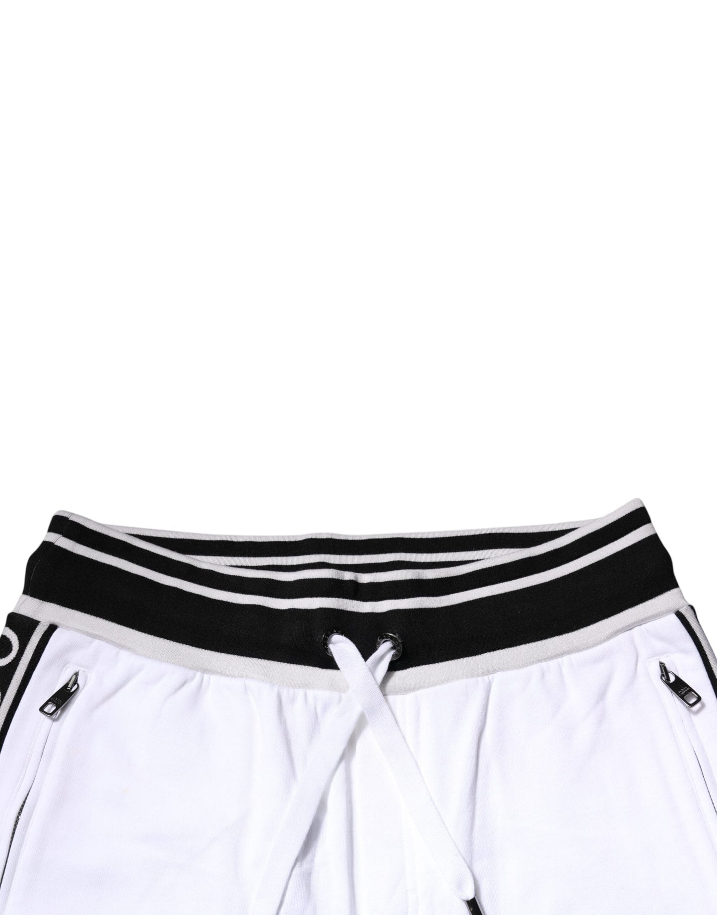 Dolce & Gabbana White Stripe Cotton DG King Bermuda Men's Shorts (Pre-Owned)
