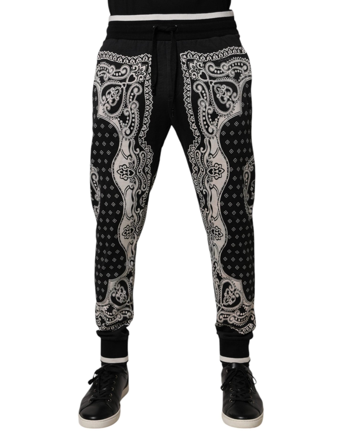 Dolce & Gabbana Black Bandana Cotton Jogger Men's Pants