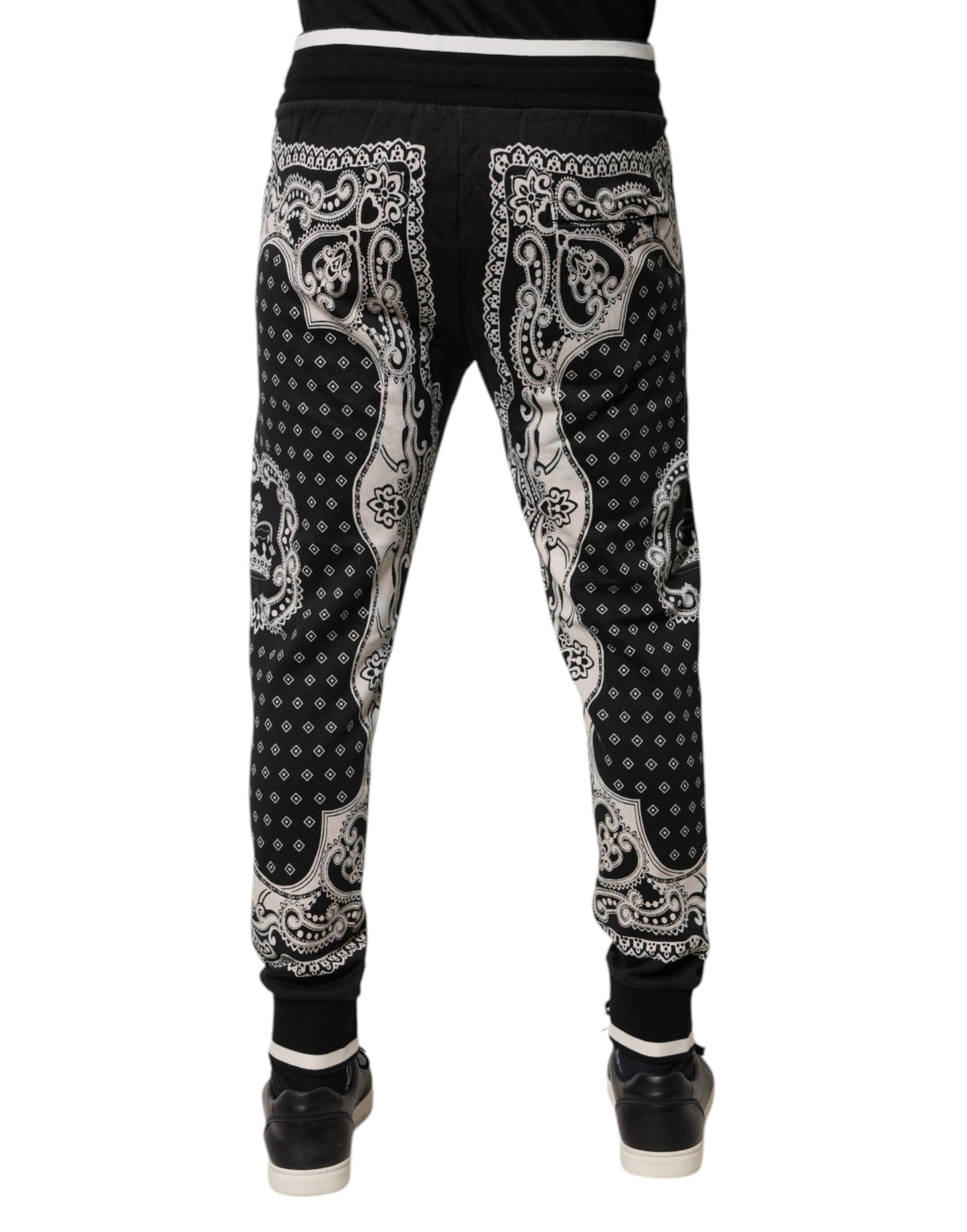 Dolce & Gabbana Black Bandana Cotton Jogger Men's Pants