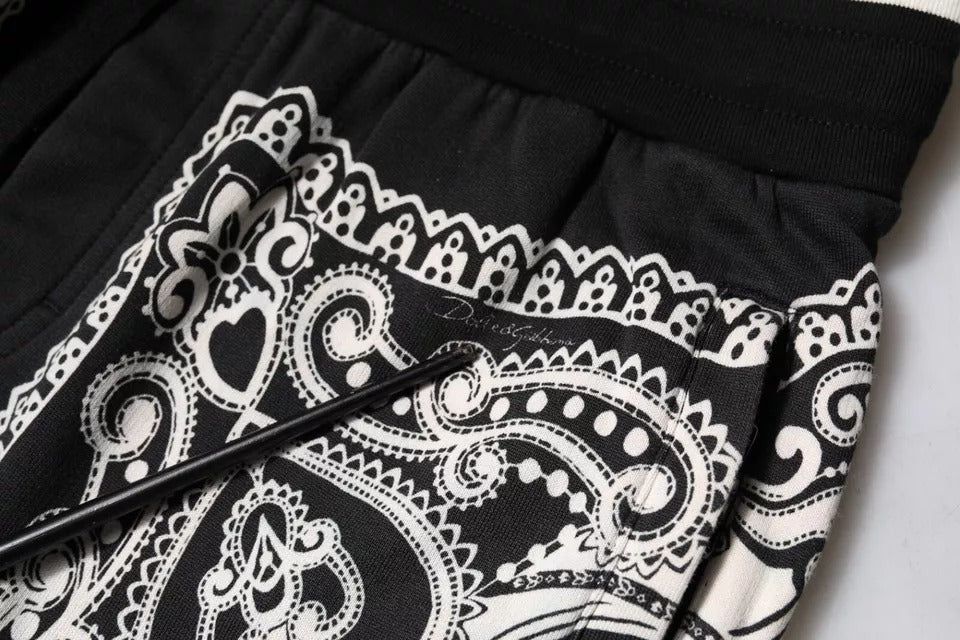 Dolce & Gabbana Black Bandana Cotton Jogger Men's Pants
