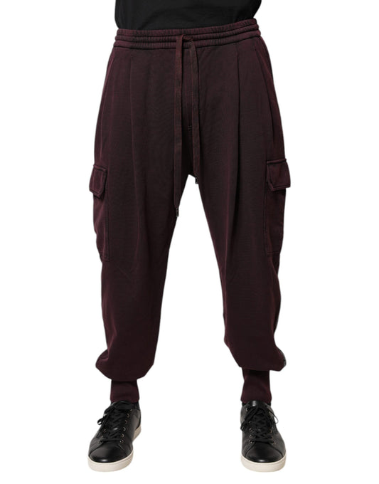 Dolce & Gabbana Dark Violet Cotton Cargo Jogger Men's Pants (Pre-Owned)