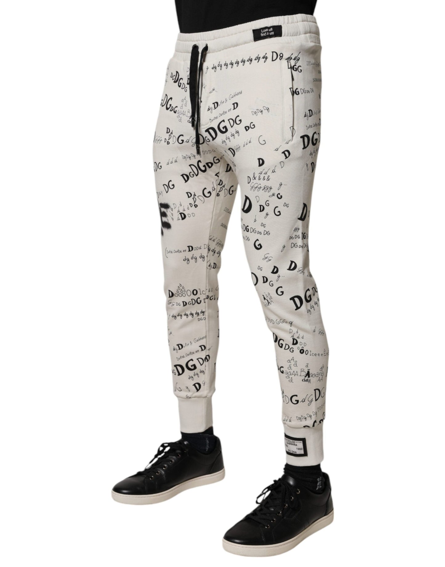 Dolce & Gabbana White Printed Cotton Jogger SweatMen's Men's Pants (Pre-Owned)