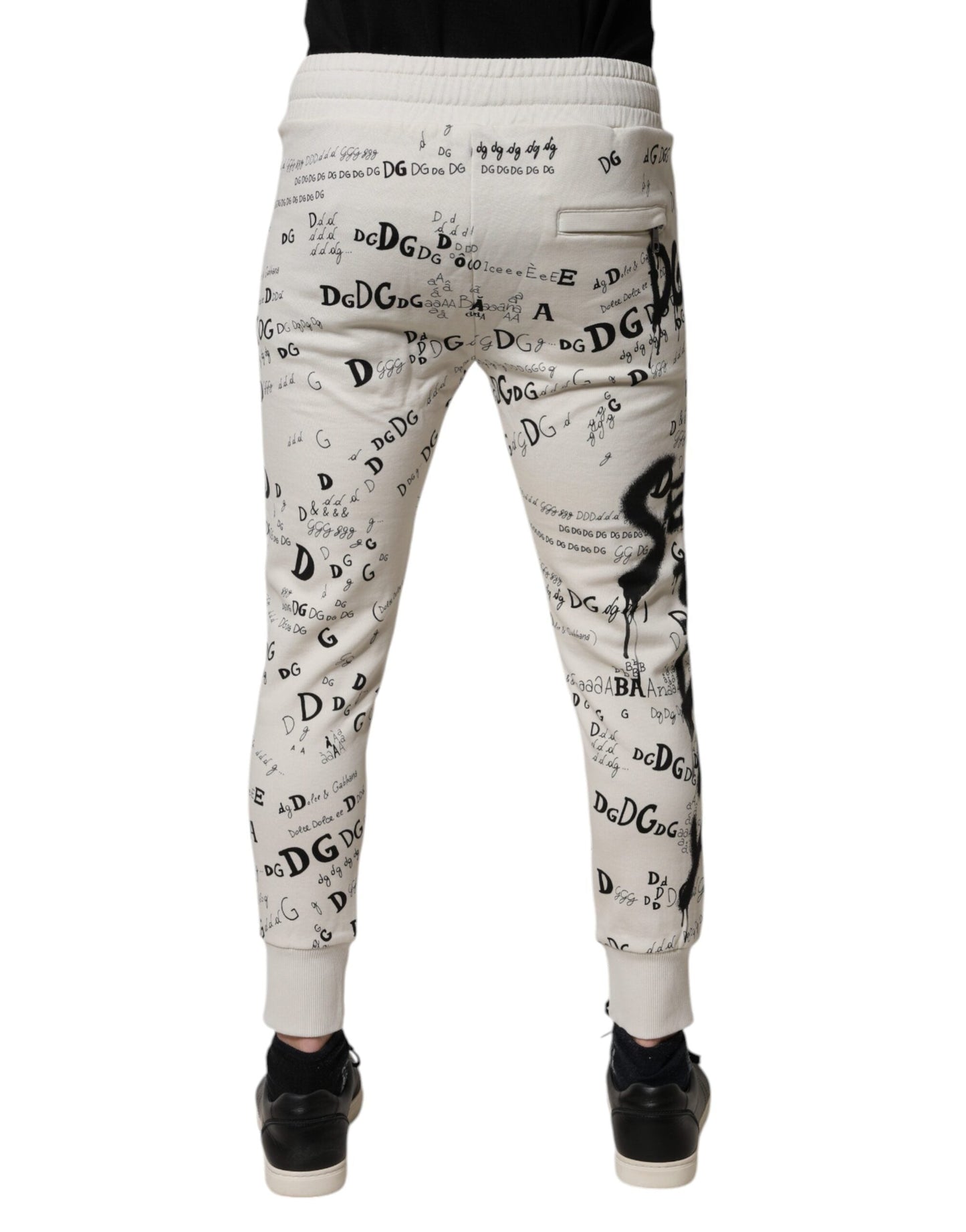 Dolce & Gabbana White Printed Cotton Jogger SweatMen's Men's Pants (Pre-Owned)