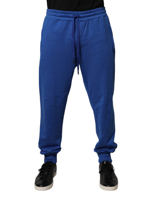 Dolce & Gabbana Blue Cotton Jogger Mid Waist Men's Pants (Pre-Owned)