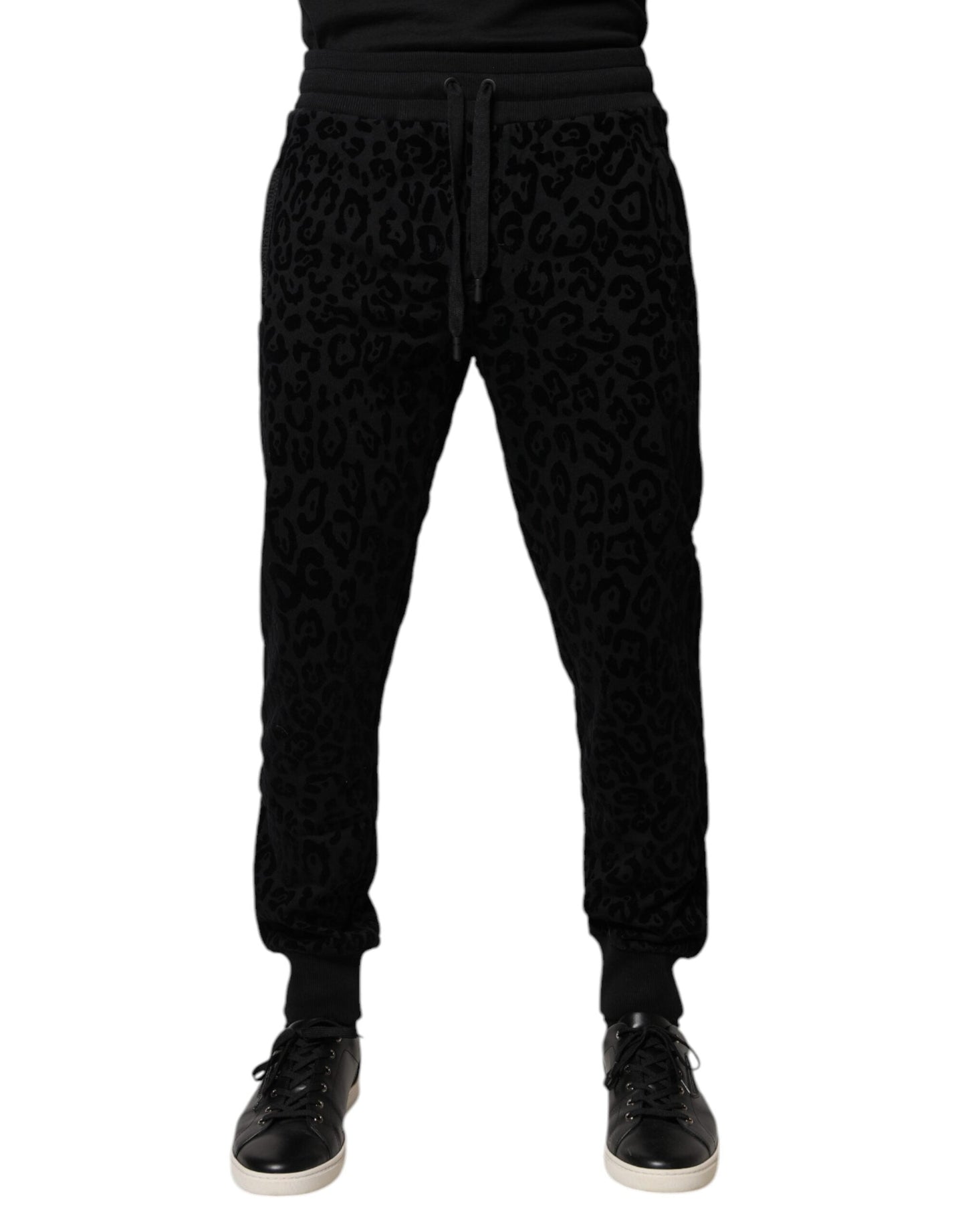 Dolce & Gabbana Black Leopard Cotton Jogger SweatMen's Men's Pants (Pre-Owned)
