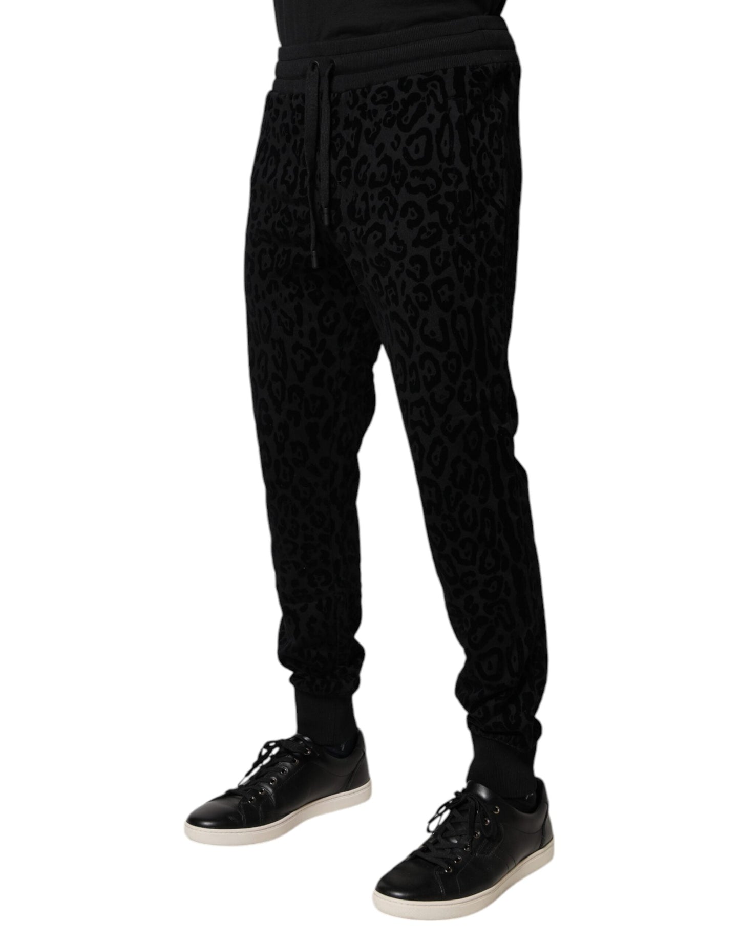Dolce & Gabbana Black Leopard Cotton Jogger SweatMen's Men's Pants (Pre-Owned)