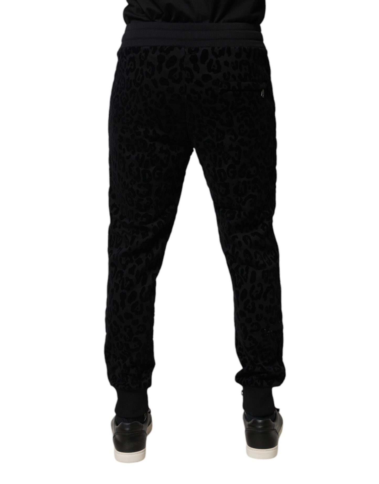 Dolce & Gabbana Black Leopard Cotton Jogger SweatMen's Men's Pants (Pre-Owned)
