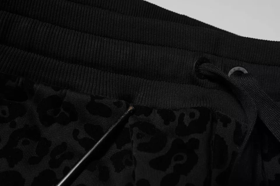 Dolce & Gabbana Black Leopard Cotton Jogger SweatMen's Men's Pants (Pre-Owned)