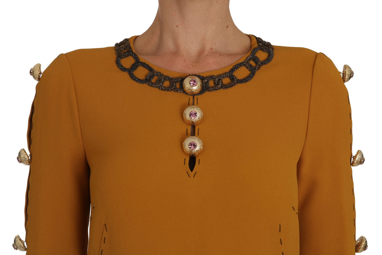 Dolce & Gabbana Brown Mini  Crystal Embellished Women's Dress