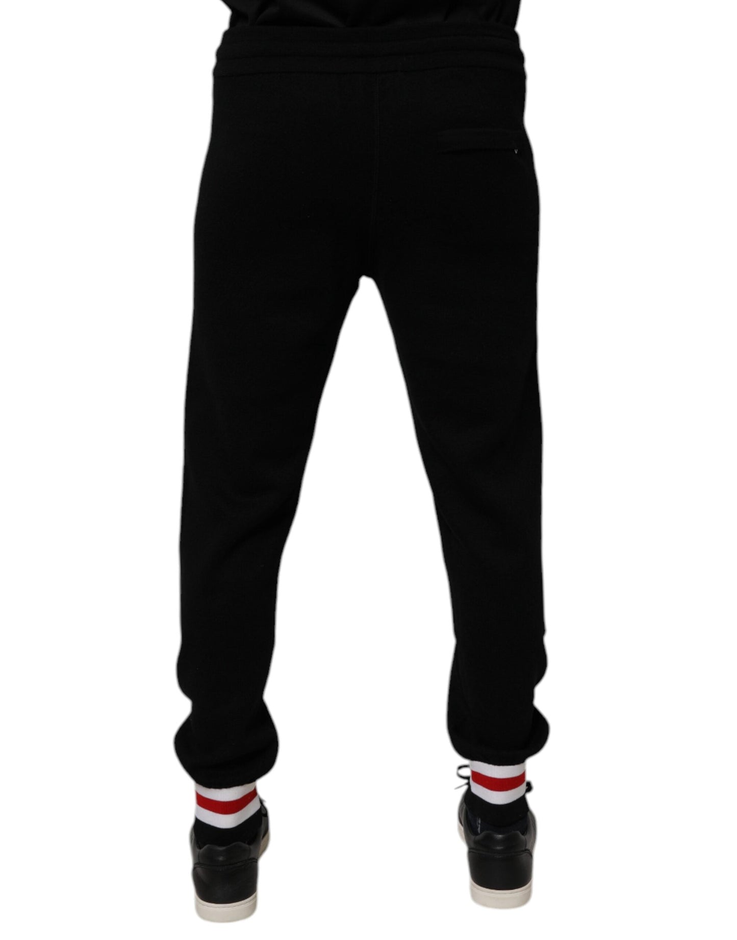 Dolce & Gabbana Black Wool Mid Waist Jogger SweatMen's Men's Pants