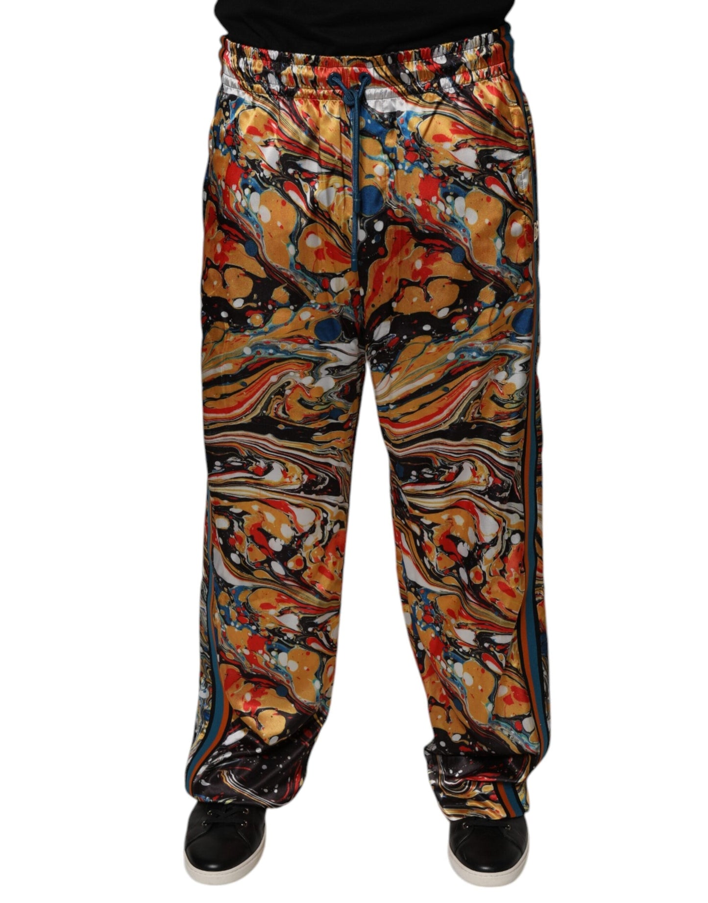 Dolce & Gabbana Multicolor Marble Satin Men Tracksuit Men's Pants