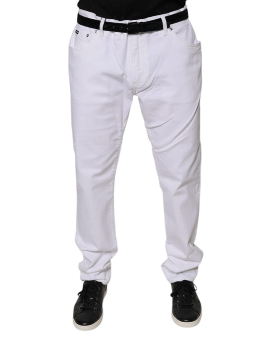 Dolce & Gabbana White Cotton Stretch Skinny Men Denim Men's Jeans