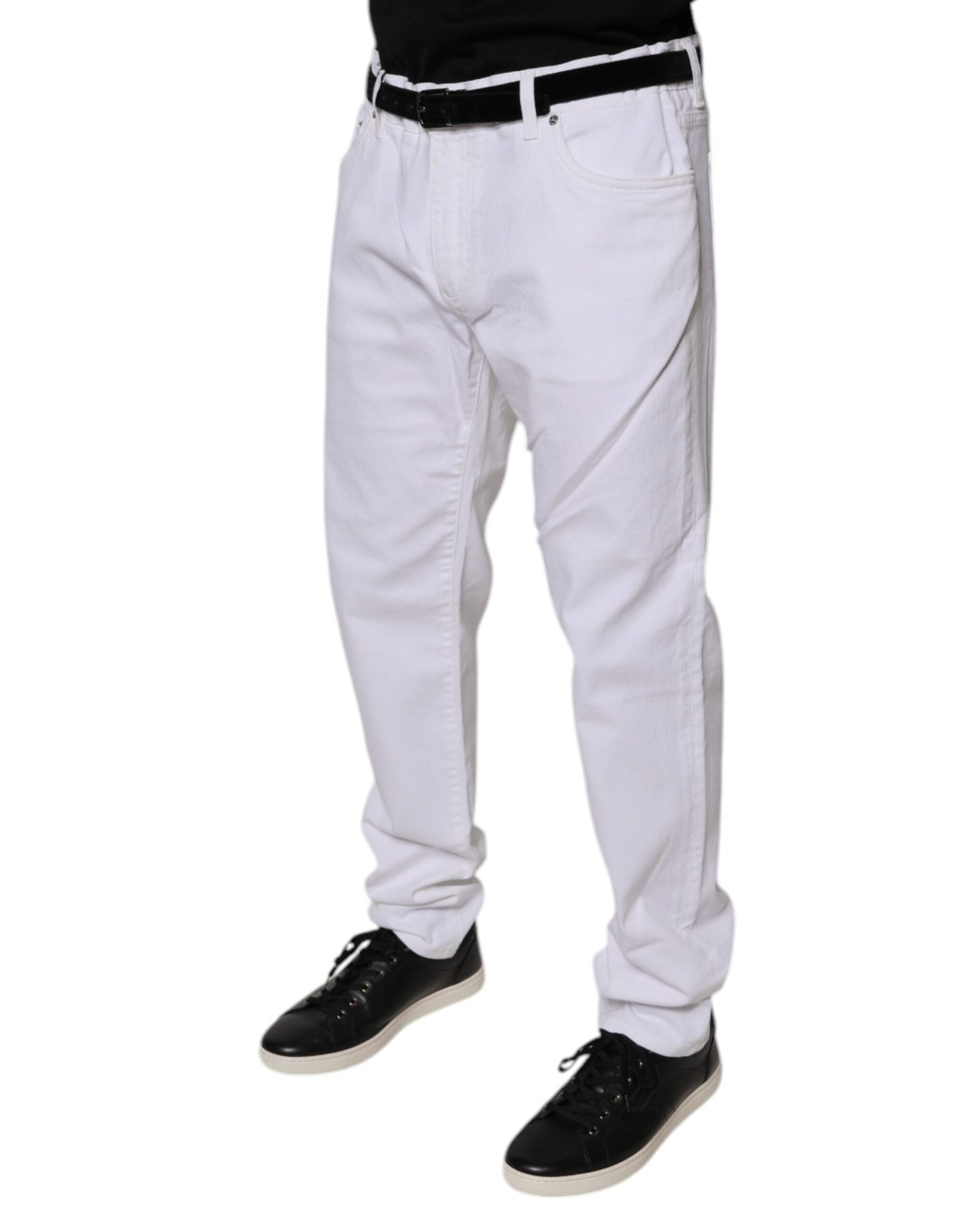 Dolce & Gabbana White Cotton Stretch Skinny Men Denim Men's Jeans