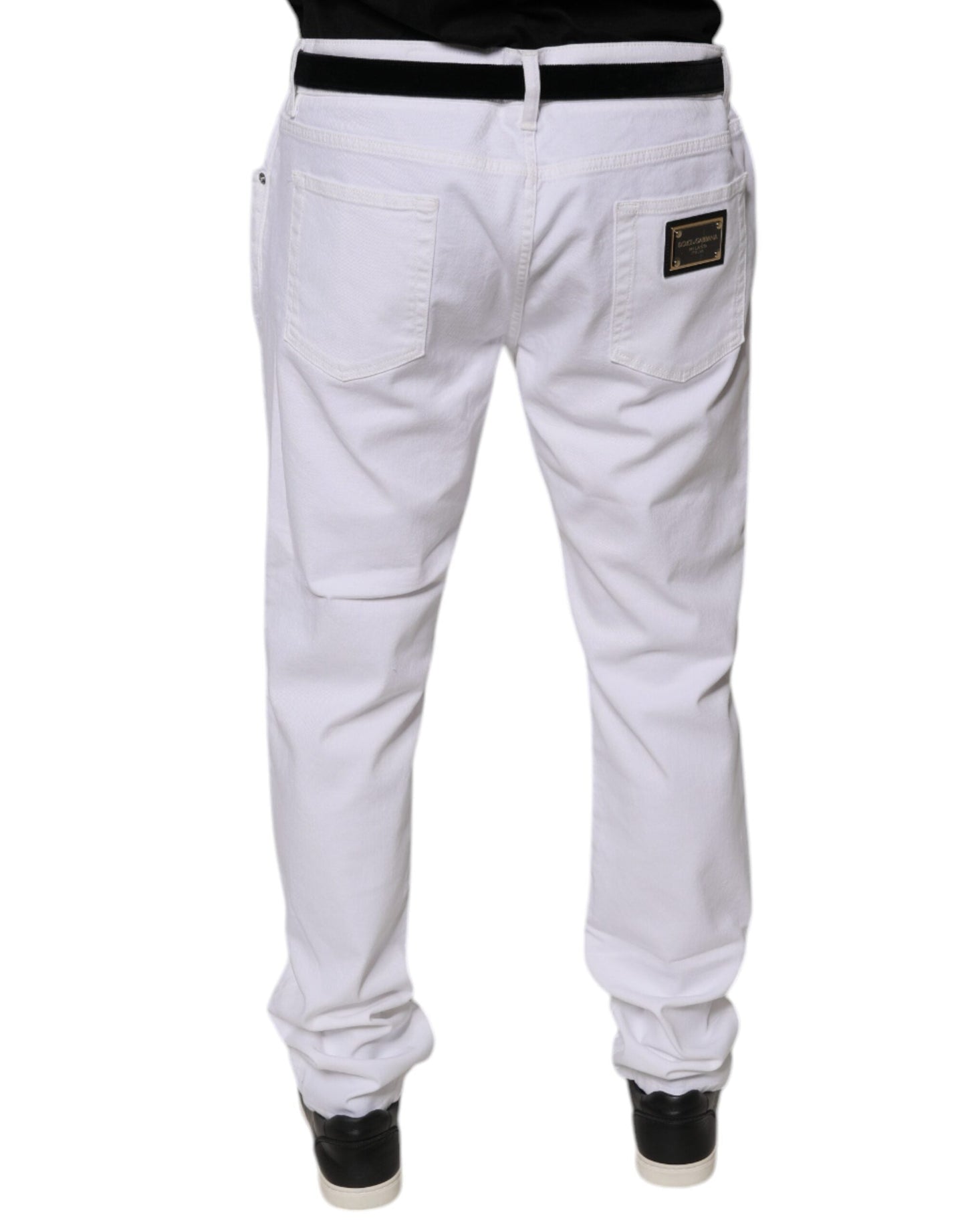 Dolce & Gabbana White Cotton Stretch Skinny Men Denim Men's Jeans